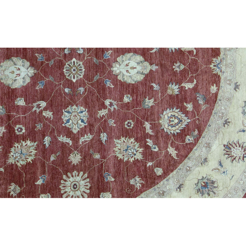 Wool Oriental Area Rug in Rust/Gold/Cream