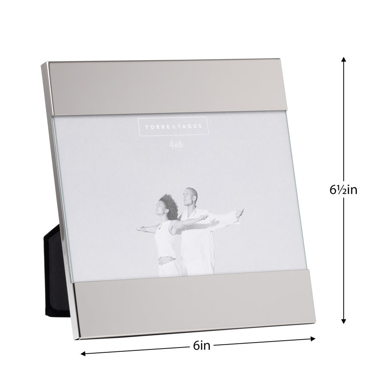 Cadre photo simple en métal avec miroir en argent, 4 po x 6 po