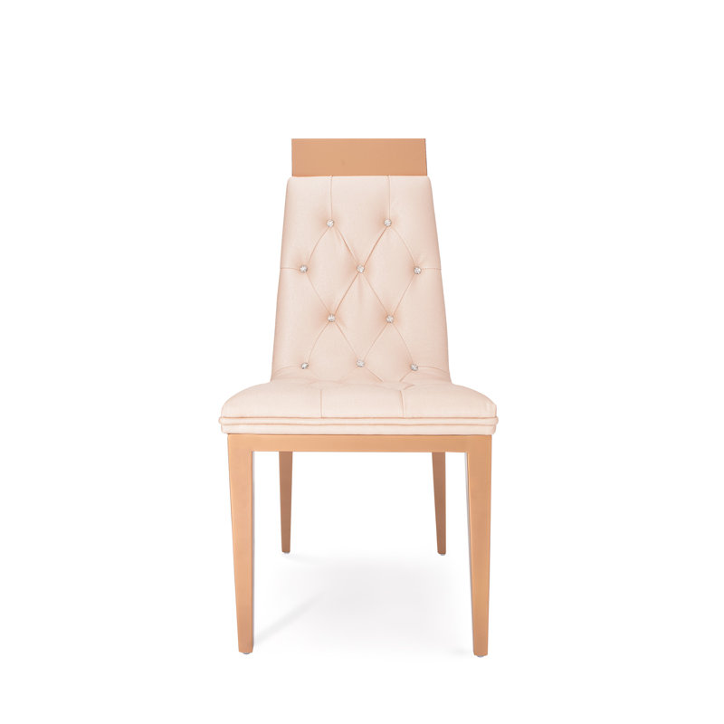 Chaise rembourrée Menne, huître, Or