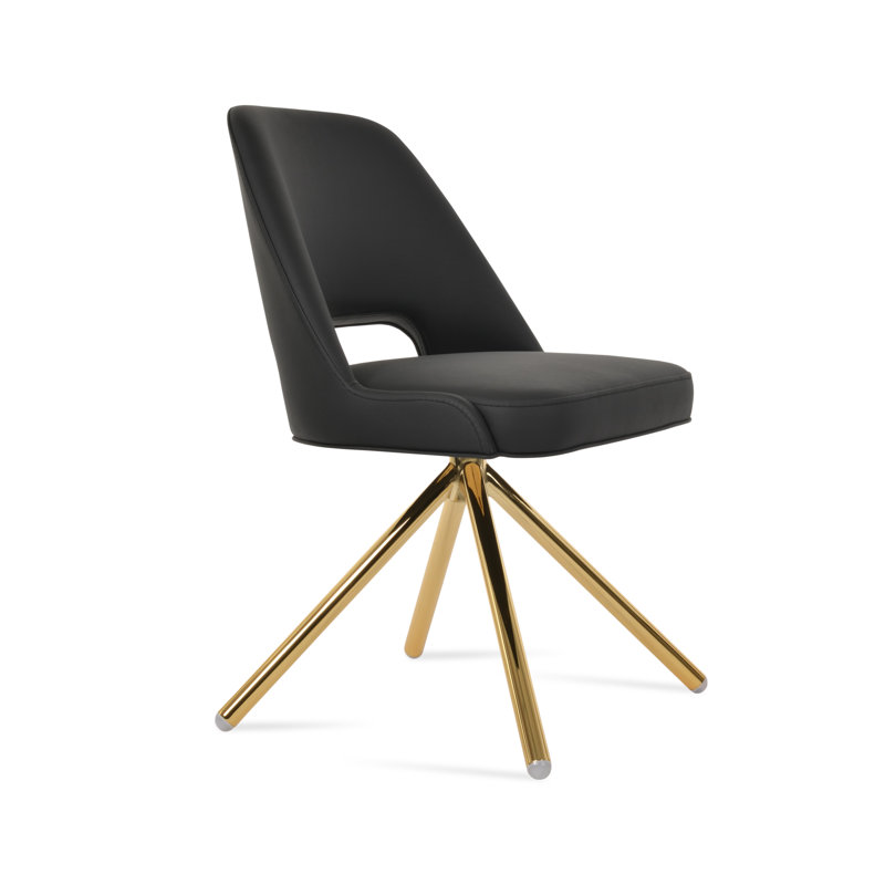 Chaise d'appoint pivotante Marash Stick, Gris clair, Or