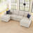 Rafael U Shaped Sofa Set Convertible Large Pull out Sofa Bed Livingroom Sleeper Modular Sectional Couch With Storage Ottoman-101956709