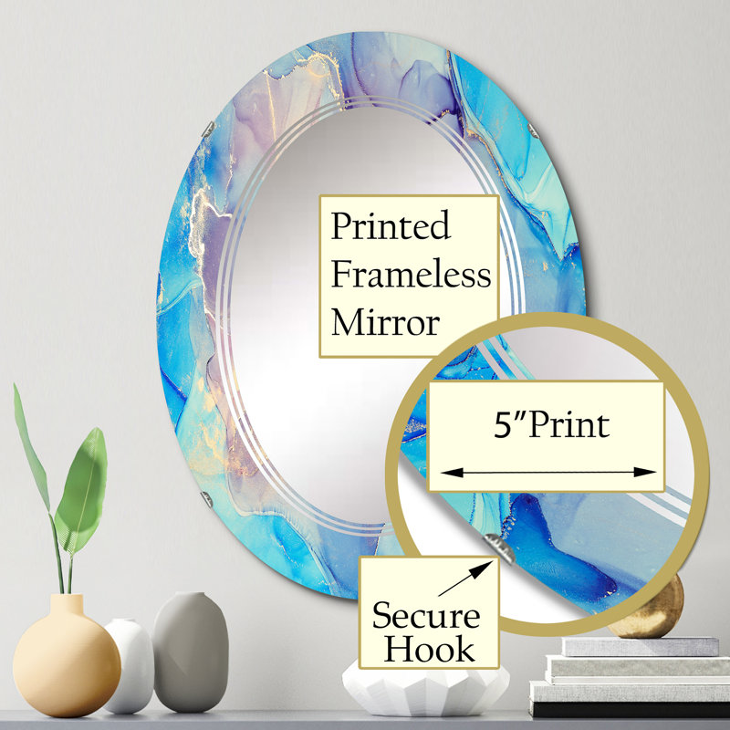 Miroir mural bleu et rose, 30 po x 20 po