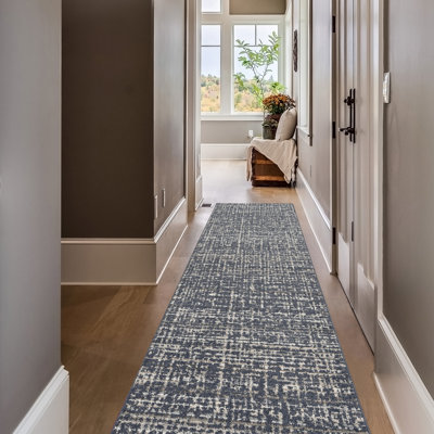  Tapis bleu ardoise / ton terre 3 pi x 12 pi Rumba