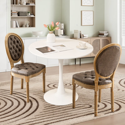 31.5" Tulip Round Dining Table And 2 Round-backed Dining Chairs Set