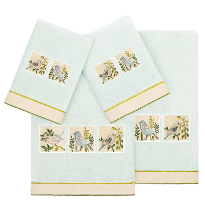 4 Piece Turkish Cotton Towel Set, Aqua