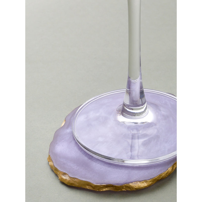 Ensemble de 4 sous-verres en résine jaune, Violet