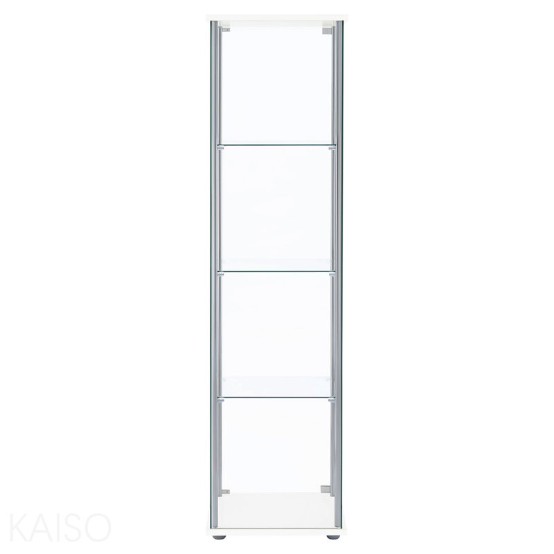 White 3-Shelf Clear Glass Curio Cabinet