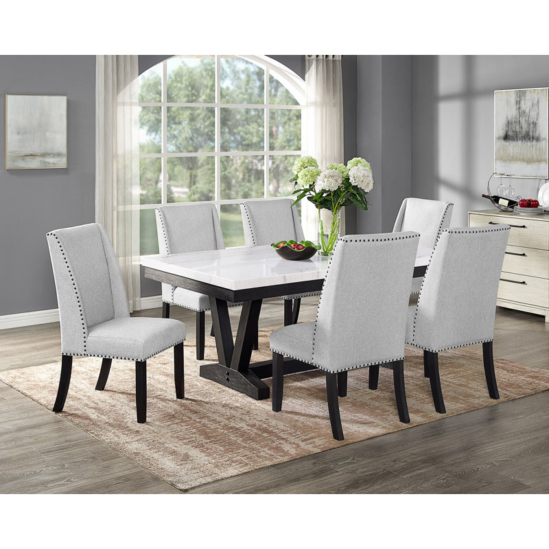Table de salle à manger moderne transitionnelle avec plateau en marbre véritable et table de cuisine
