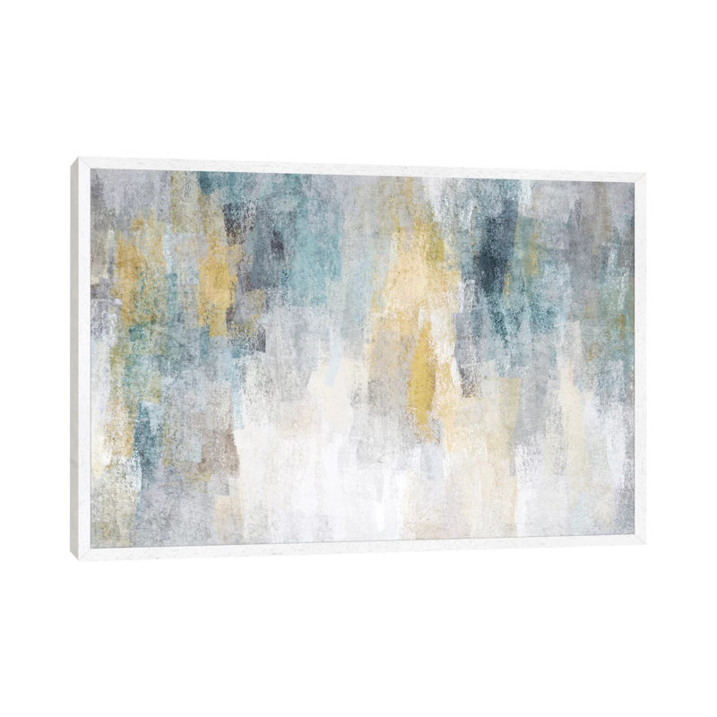 Blue And Yellow Expression I by Irena Orlov - Painting on Canvas, 66.04cm H x 101.6cm W x 3.81cm D, White Floater Framed