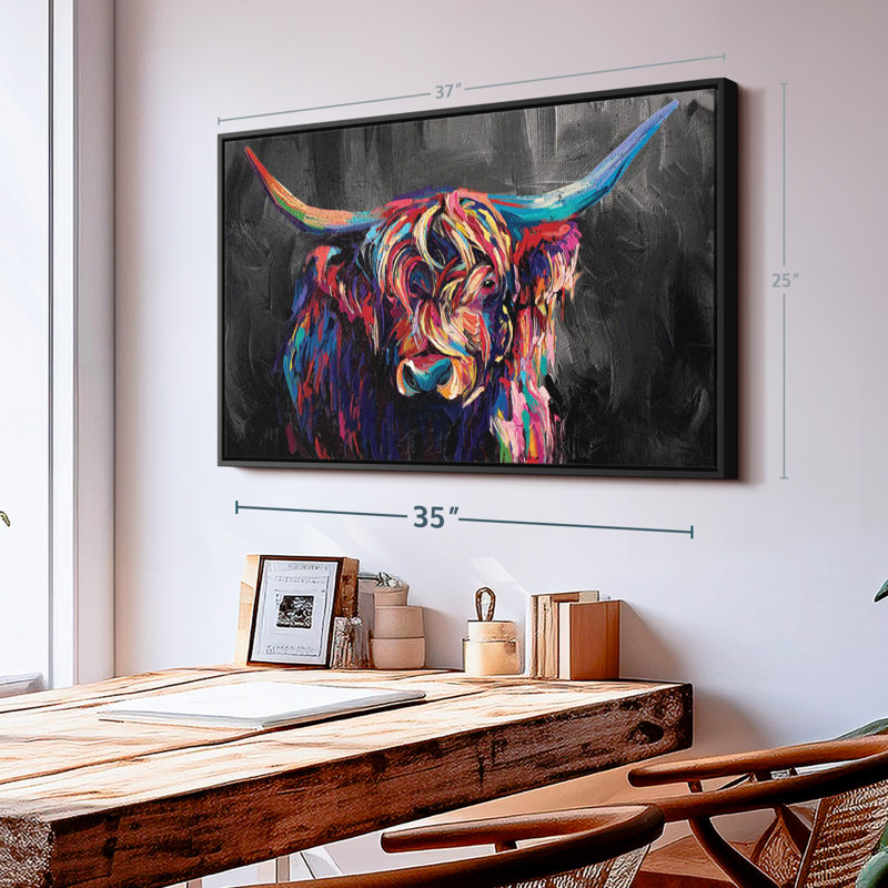 Animal «Art mural en acrylique Highland Cow», H 25 po x l 37 po