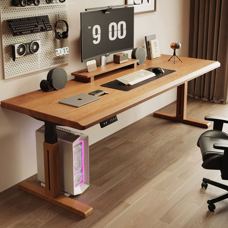 Bureau électrique en bois massif à hauteur réglable, H 25,59 po x l 86,61 po x P 31,5 po
