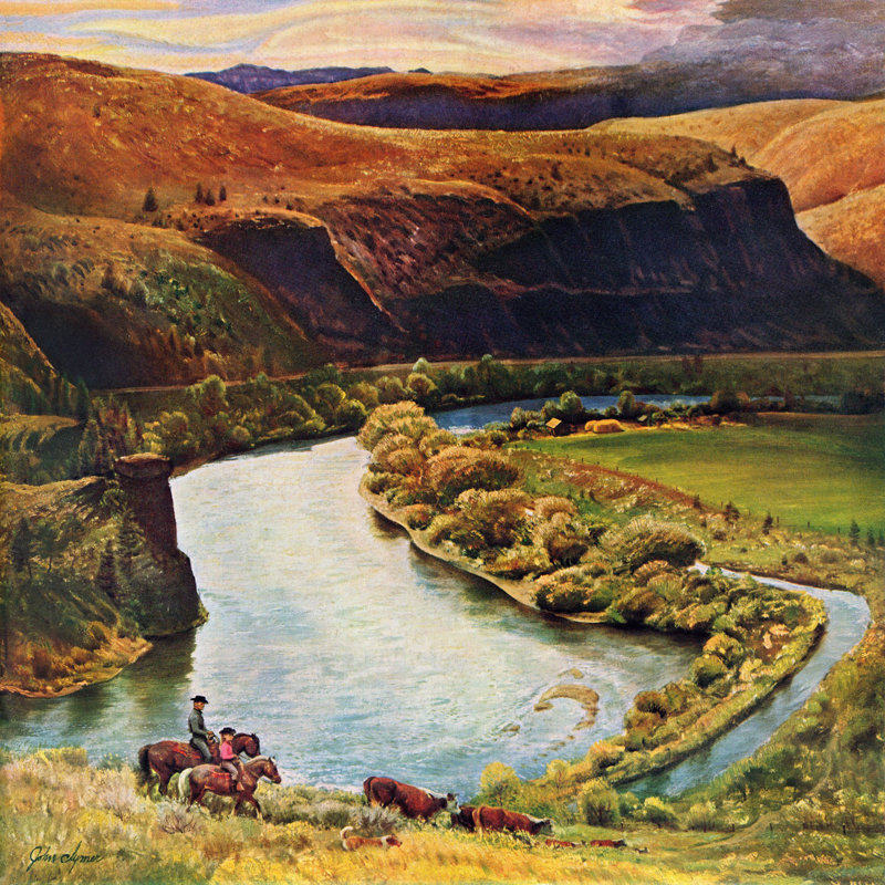 « yakima river », reproduction d’art sur toile tendue, 18 po H x 18 po L x 1,5 po D