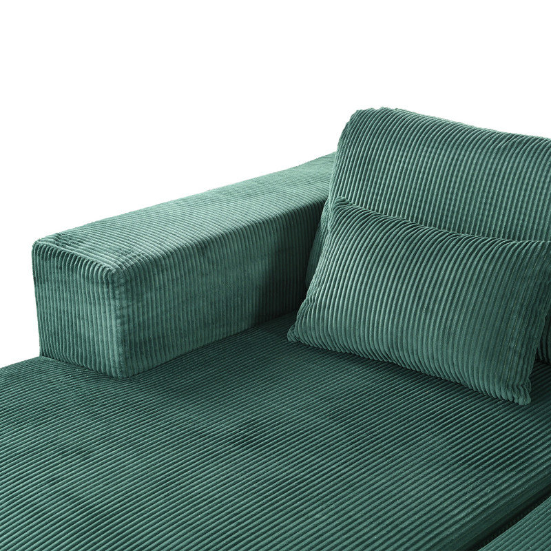 Chaise longue inclinable en velours côtelé Modern, Velours côtelé vert