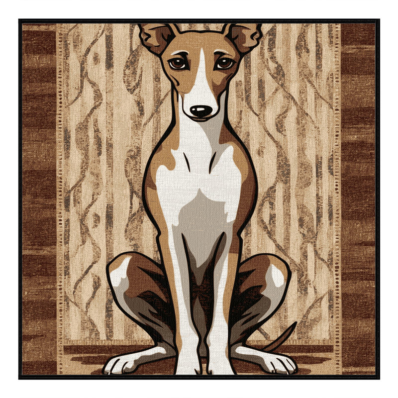 Washable Whippet Dogs Area Rug, Square 6'