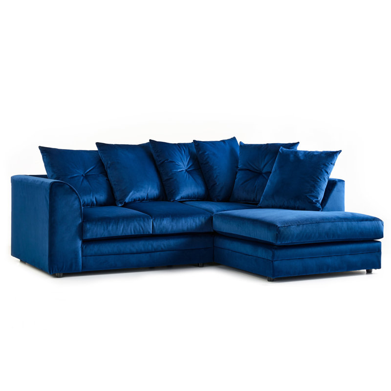 Devonte 5 Seater Velvet Corner Sofa , Right Hand Facing, Royal Blue