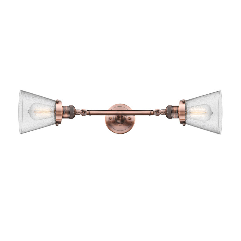 Éclairage de meuble-lavabo inclinable 2 lumières Cone, Ampoule à DEL rétro de 6 watts, Grainé, Cuivre antique