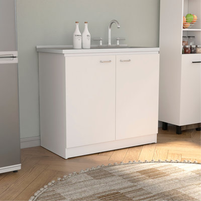 Évier utilitaire avec armoire, double porte et une tablette Napoles - blanc