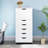 Home 6-Drawer Office Storage File Cabinet on Wheels, Mobile Under Desk Filing Drawer, Craft Storage Organization, White