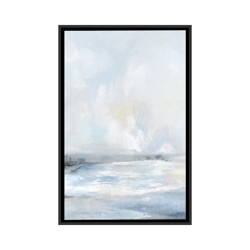 Soft Blue Sea - Wall Art Print - Framed Canvas, 26" H x 18" W, Framed Print without Mat, Black