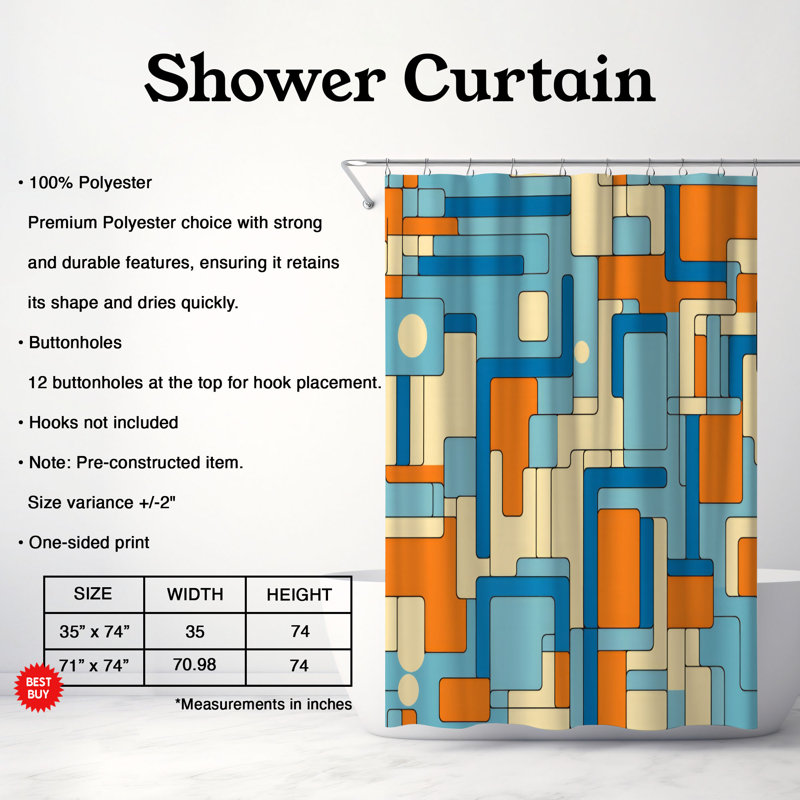 Rideau de douche Ibtisaam, H 74 po x l 71 po