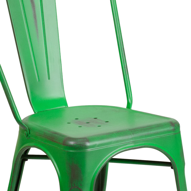 Chaise d'appoint empilable en métal Lily, Vert vieilli