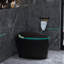 Toilette intelligente allongée en forme d'œuf avec siège de bidet, ouverture et chasse automatique, siège chauffant ajusté, eau chaude et sécheuse, veilleuse, boutons latéraux-122285868