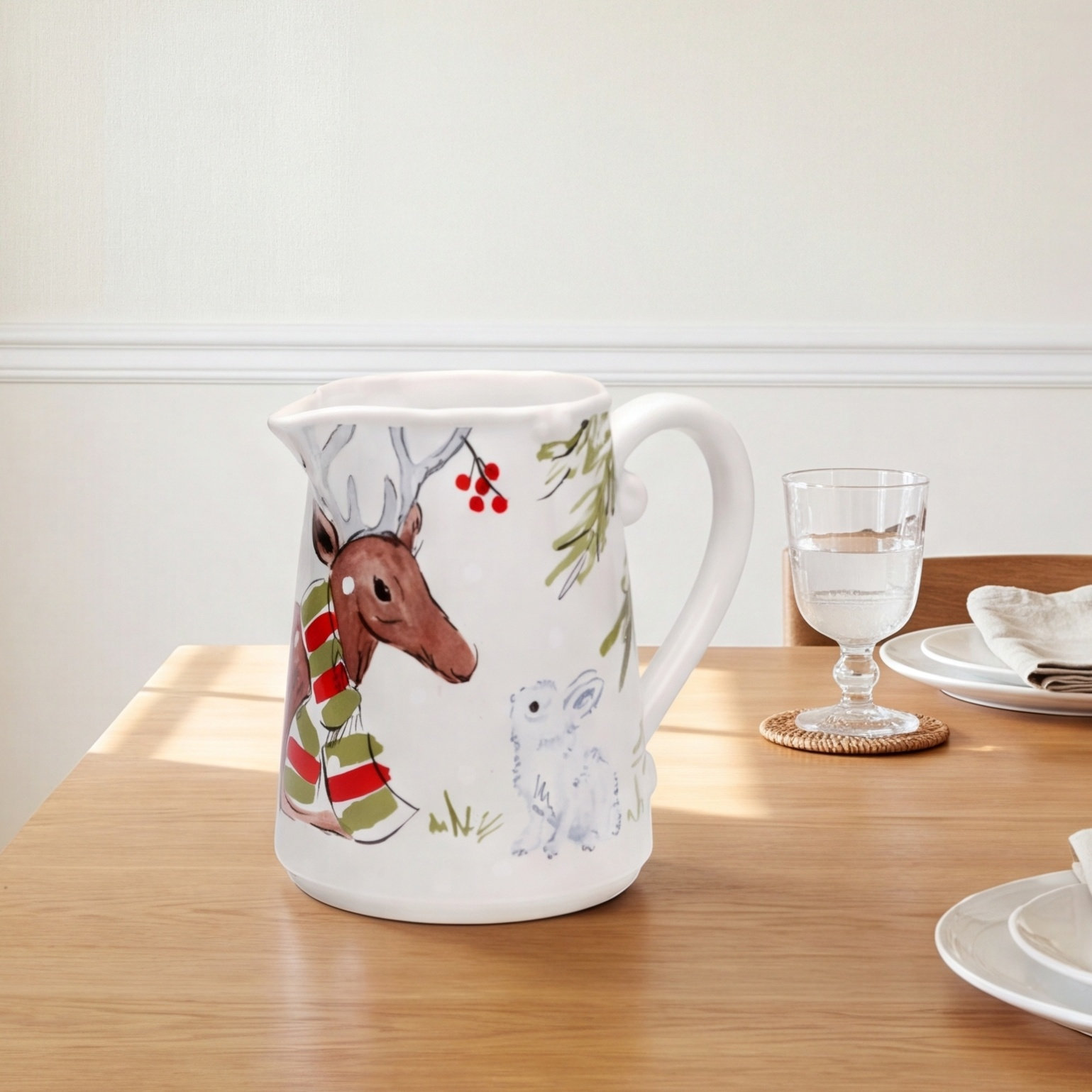 Deer Friends 63oz. Stoneware Pitcher
