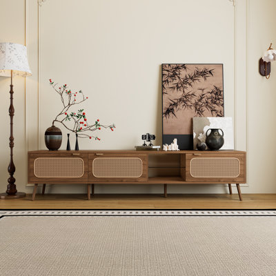 Meuble télé 78 po pour téléviseur 75/80/85 po, console avec amplement de rangement pour le salon, la chambre à coucher, le centre de divertissement avec tablette ouverte
