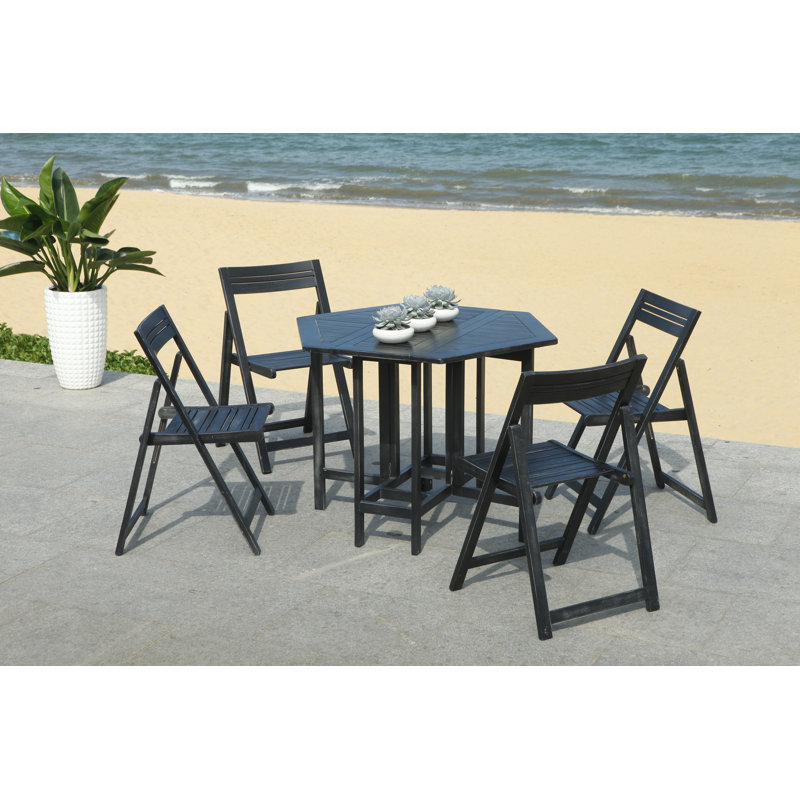 Lagarde Hexagon 4-Person 40.9'' Long Dining Set, Black