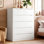 Commode à 6 tiroirs, commodes en bois et commodes avec rail en métal lisse et base trapézoïdale plus large pour une meilleure stabilité, blanc