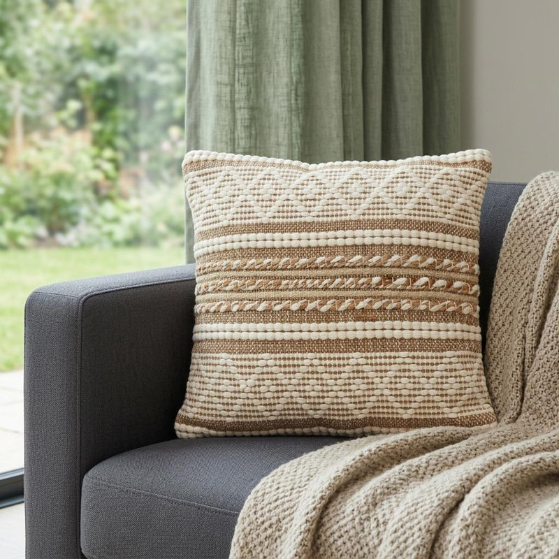 Lennon Transitional Ivory Throw Pillow