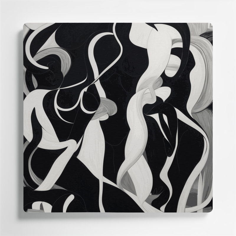 Abstrait figuratif 59, art mural en métal noir, H 12 po x l 12 po