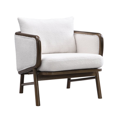 Chaise d'appoint en tissu Sherpa, fauteuil rembourré avec structure en bois massif, chaise longue confortable