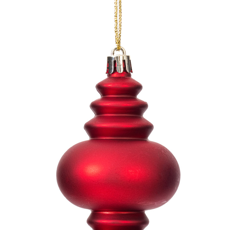 7" Finial Ornament 8/Pk, Red