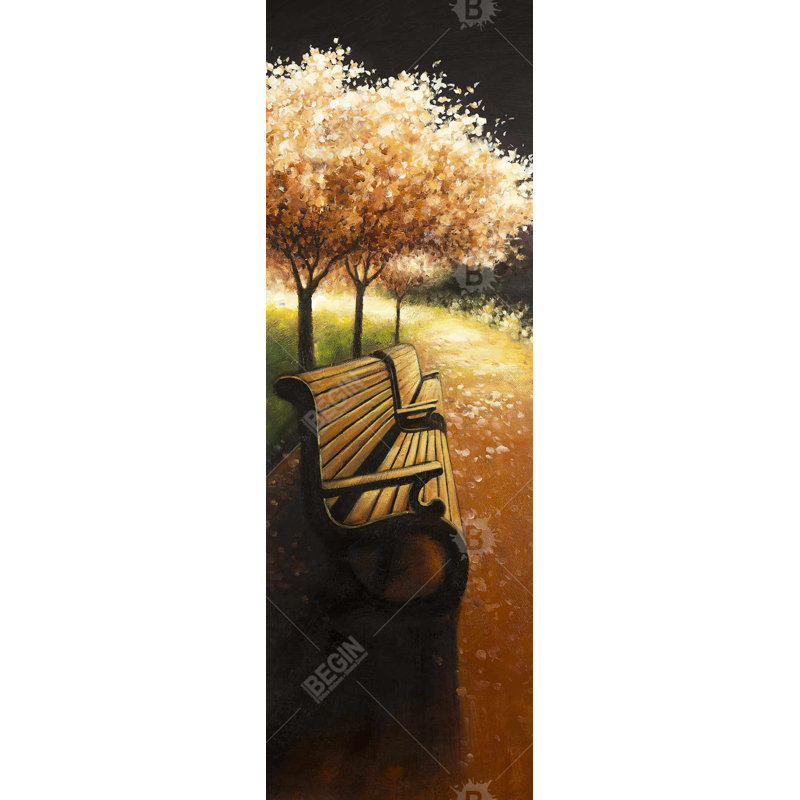 Park Park on a Fall Day - Toile encadrée brune contemporaine