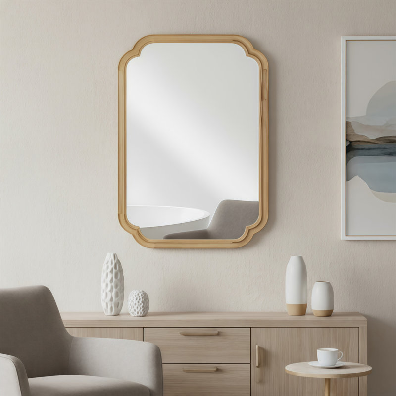 Miroir de coin 20 po x 30 po, 30 po x 20 po, Bois naturel