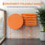 Ensemble bistro de patio pliable en métal 3 pièces - Table d'extérieur compacte et 2 chaises pliantes - Peu encombrante, sans assemblage - pour le jardin, la cour, le balcon - orange-1322063712