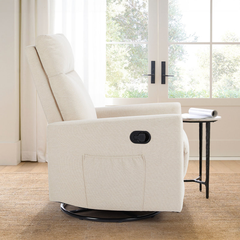 30.3" W Swivel Glider Dual-Power Recliner, Light Brown Faux Leather