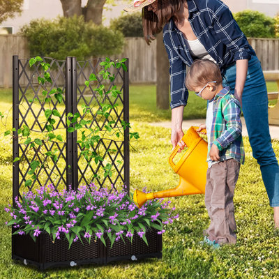 Lit de jardin surélevé en osier avec treillis pour l'extérieur 