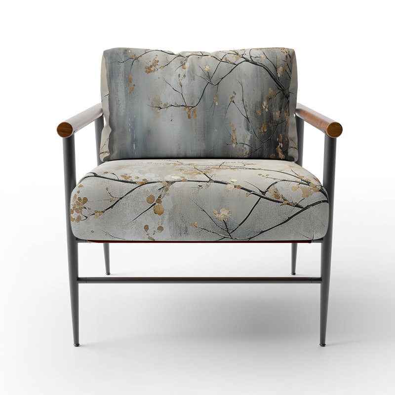 Chaise avec accoudoirs rembourrée Tree, Noir