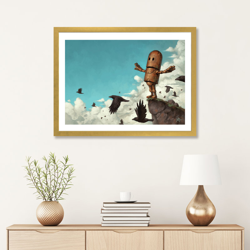 «Freedom» par Matt Dixon - impression d'art graphique, Papier encadré doré, H 24 po x l 32 po x P 1 po