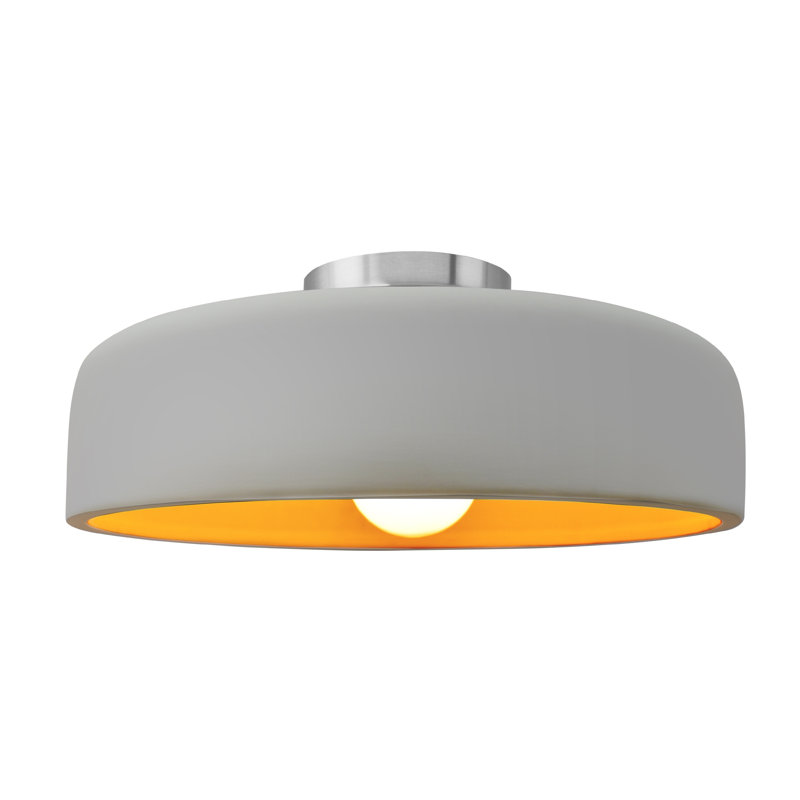 Radiance Ceramic Semi Flush Mount - Replaceable Bulb, Matte White/Champagne Gold, Brushed Nickel, 6.5" H x 16" W x 16" D