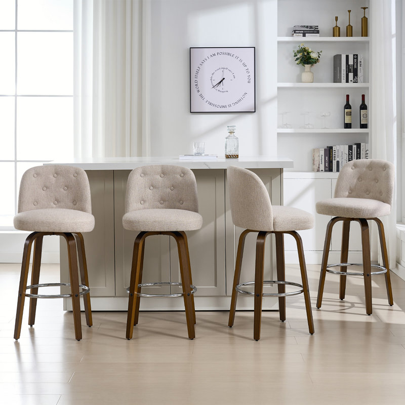Tabouret de bar et de comptoir pivotant rembourré, Beige, 2, Tabouret de bar (siège d'une hauteur de 29 po)