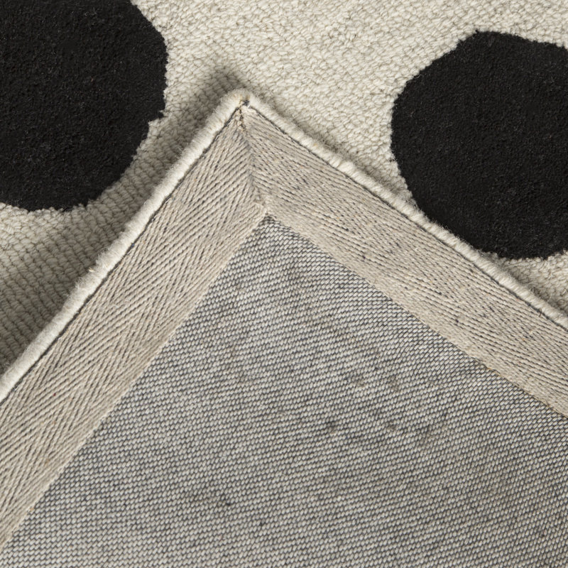 Tapis en laine touffeté à la main Krystyna, Rectangle 3 pi x 5 pi, Noir / ivoire