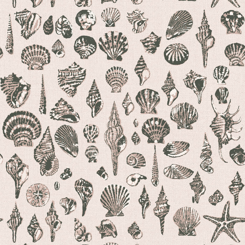 Lowcountry Love Shells Marsh Breeze Wallpaper by Megan Molten, Pink, Faux Grasscloth