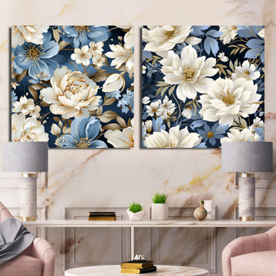 Daigre - Ensemble de 2 collages carrés floraux