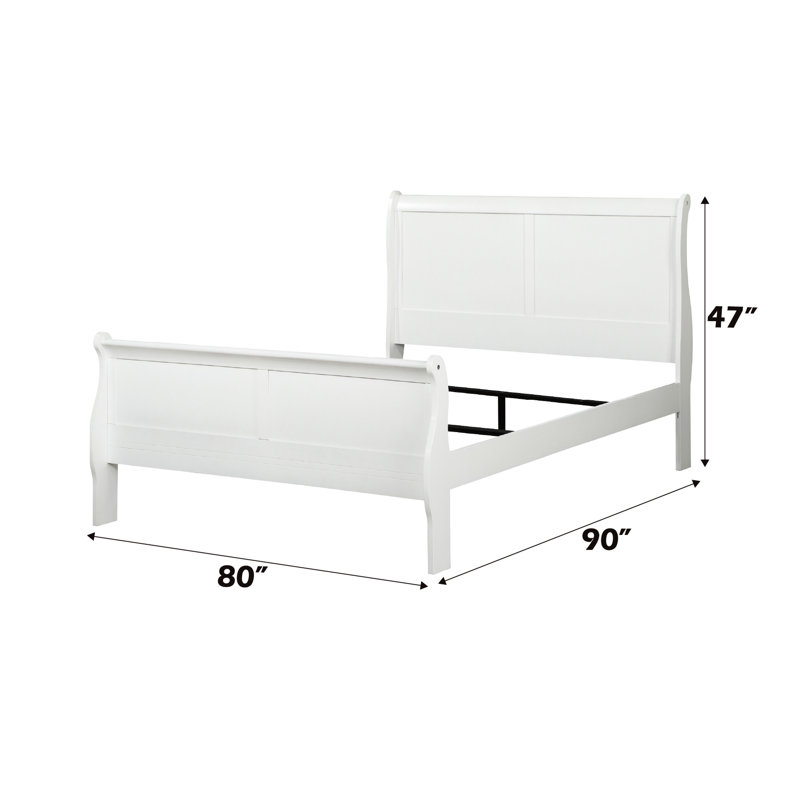 Lit oriental classique en bois synthétique avec structure stable et élégante, Blanc, Très grand lit