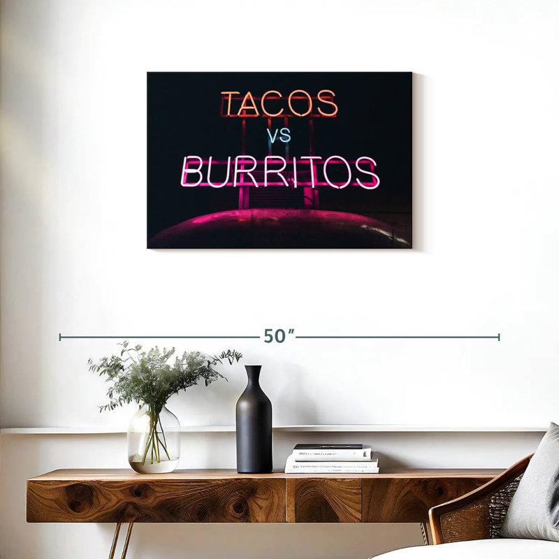 Tergel tacos contre burritos, H 20 po x l 30 po