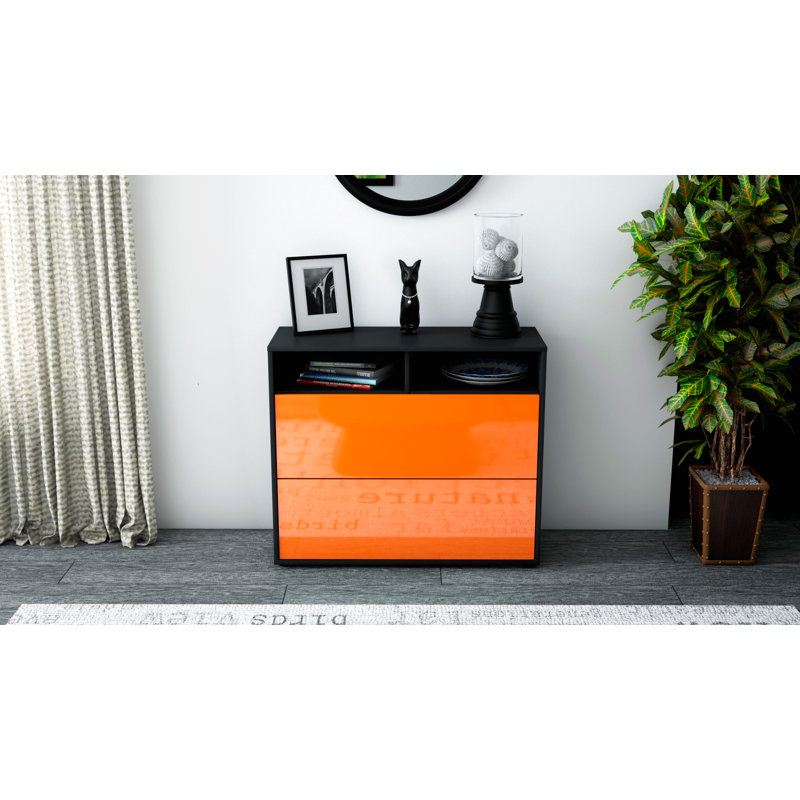 Quarry 92cm Sideboard, Anthracite/High-gloss orange