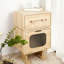 Table d'appoint rotative avec finition naturelle avec armoire en verre, tiroir pratique et base de circulation d'air pour petits espaces